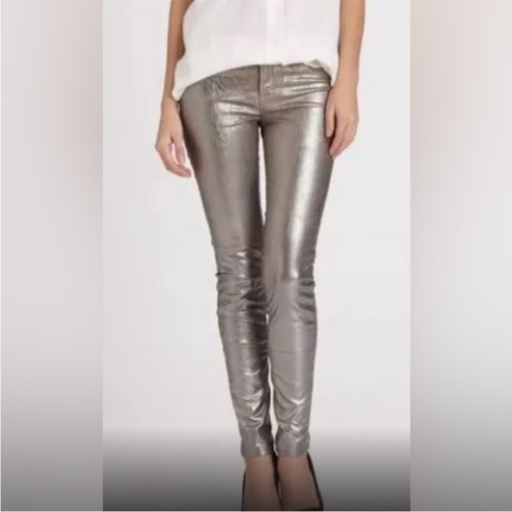 NWT J Brand Shimmering Silver Super Skinny Jeans Size 28 B110
